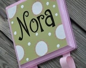 Hairbow Holder - WHIMSICAL DOTTIE Design - Medium - Handpainted and Personalized Bow Holder