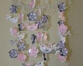 Ivy Jane Love Bird Baby Mobile with Pearl Garland Wreath