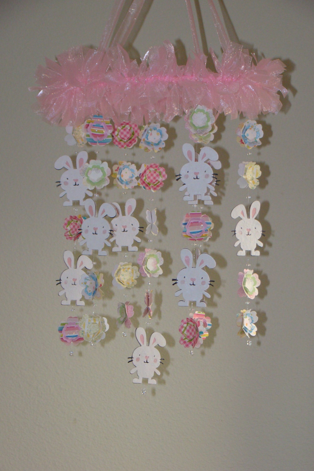 Bunny Rabbit and Flowers Garden Baby Mobile