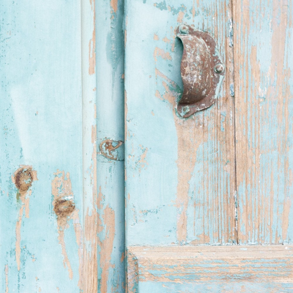 Turquoise Door photography print South of France 8x8 French pastel color monochromatic still life photography home wall decor poster
