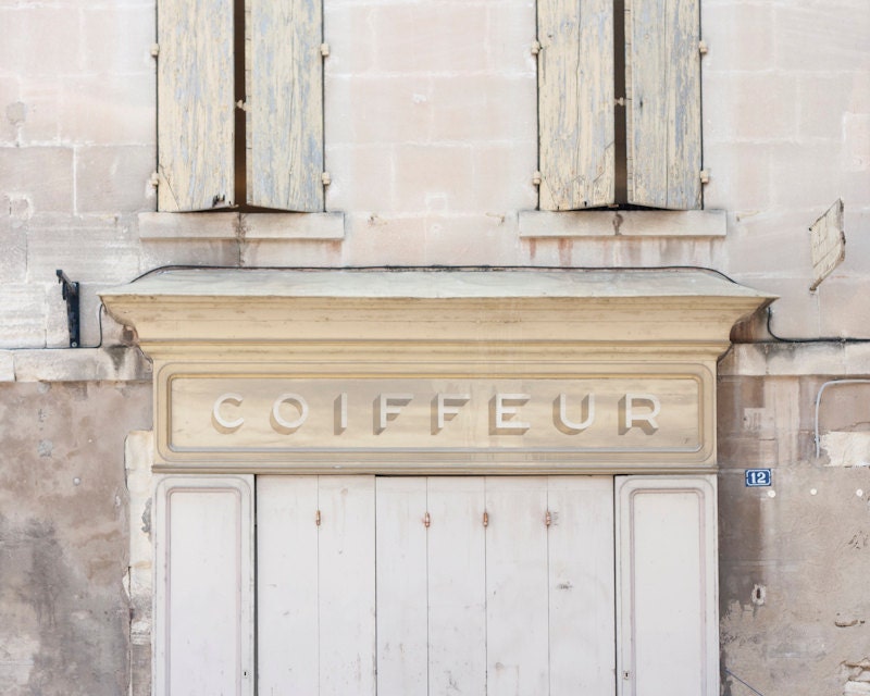 Hair-Dresser Sign French - Provence, South of France - 8 x 10 - Fine Art Photography print - French Home decor Wall art Photo pastel