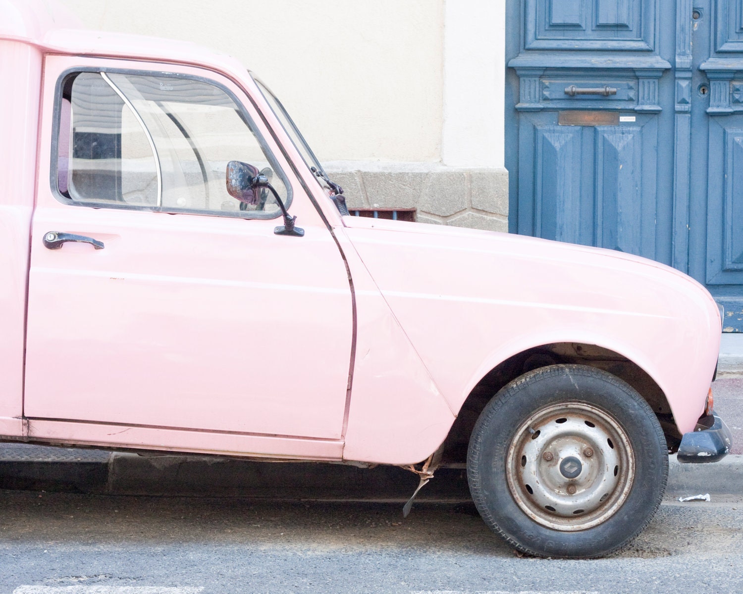 Pink retro french Car photography print South of France 8x10 French color still life wall decor poster home decor vintage street photography
