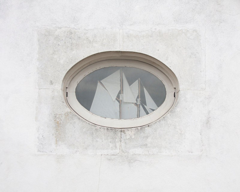 Boat Window Photography print France 8x10 White French minimalist nautical Home decor Wall decor monochromatic still life photography poster - magalerie