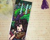 Fantasy Princess Dragon Fairy Art Vinyl Tassel Bookmark by Hannah Lynn