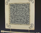 Black Swirl on White Distressed Frame -Square Earring and Jewelry Holder