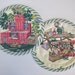 Pair Barbeque Picnic Barkcloth Quilted Potholders