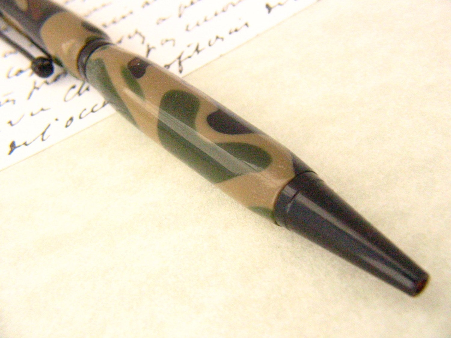 Ink Pen in Turned  Camouflage Pattern - Handmade - Great Guy Gift