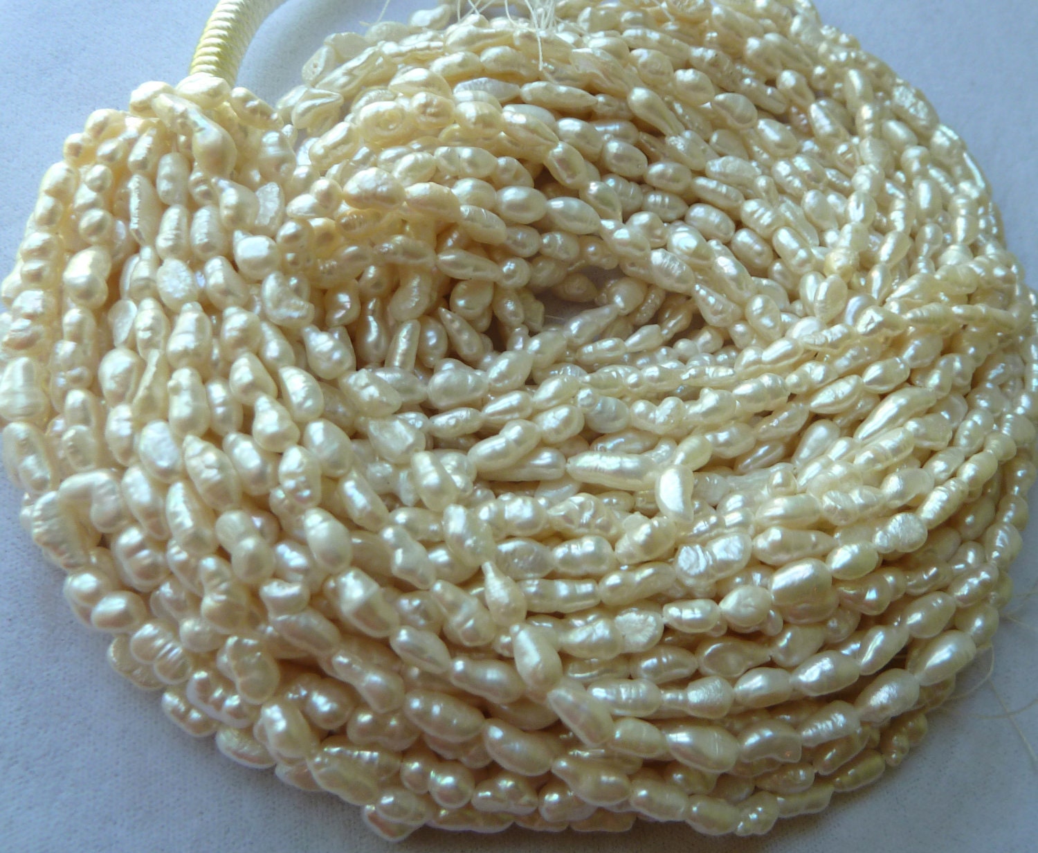 SALE - Five 16 Inch Strands Freshwater Rice Krispy Pearls - Creamy White - SALE