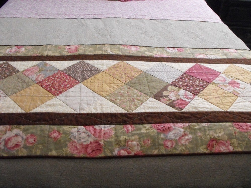Quilted Bed Runner For Double Queen or King Size Beds by bobann23