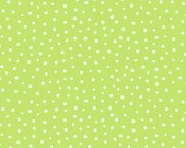 Green and White Polka Dot Flannel, 1 Yard