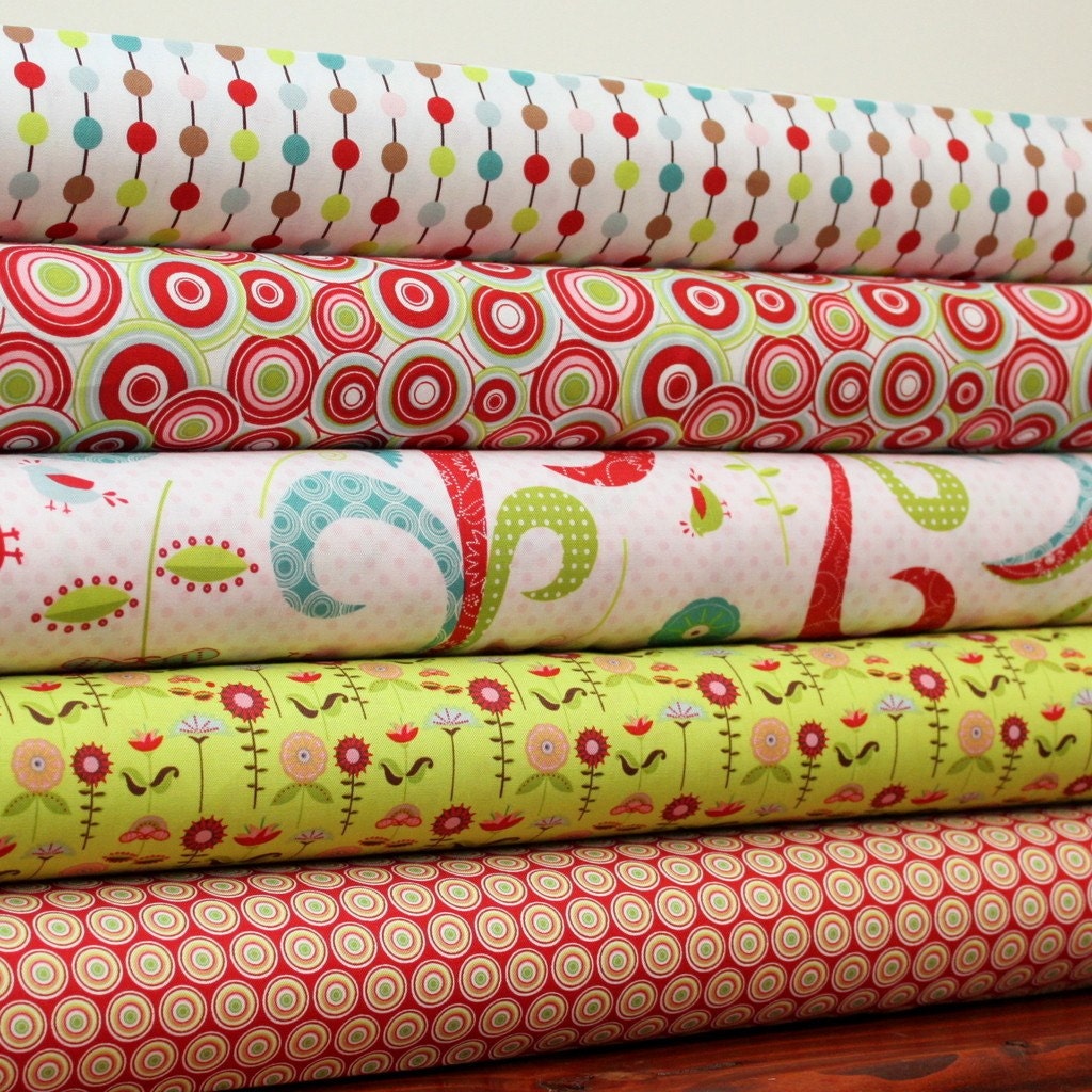 Love Birds by My Minds Eye for Riley Blake, 1 Yard Bundle, 5 Prints, 5 Yards Total