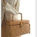 60s box bag / 1960s vintage Golden Bamboo wicker straw purse by Lesco Lona