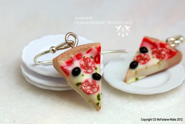 SALE - Italian Pizza Slice - Dangle Earrings
