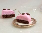 SALE - Chocolate Button Cake Slice - Stud (Post) Earrings