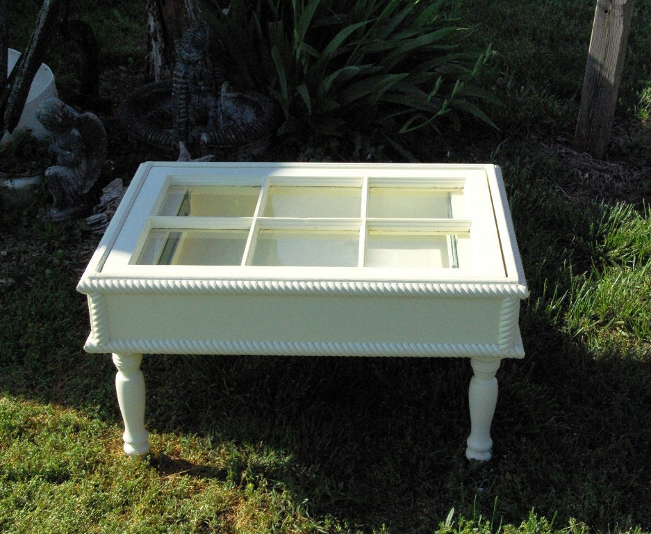 Shadow box, Old window Coffee Table Optional Light