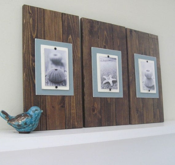 Set of Three Long dark Walnut Stained Plank Frames for 4X6