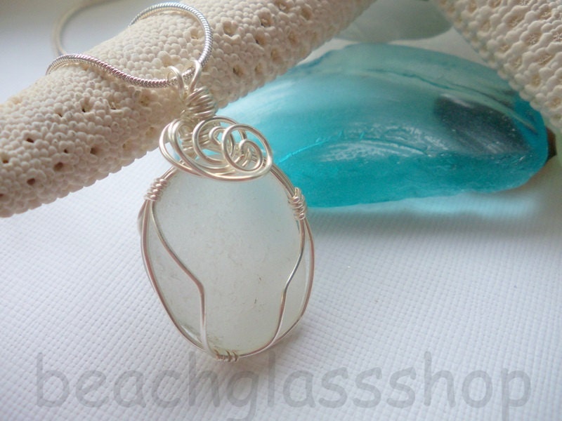 Seaglass Beachglass Wire Wrapped Necklace Lake Erie Ohio Etsy Shop