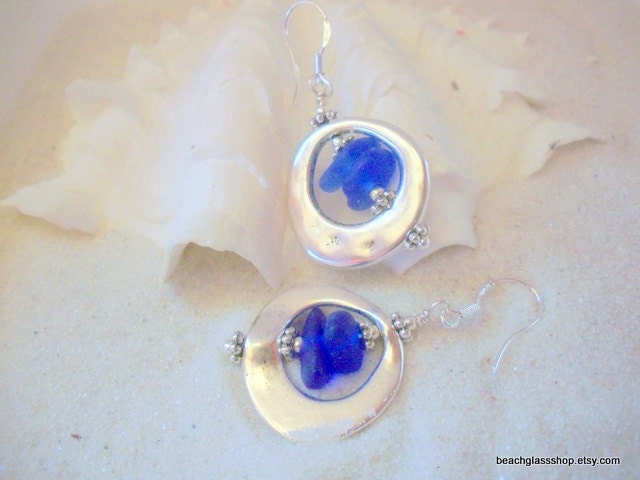 Sea Glass Blue Beachglass Earrings