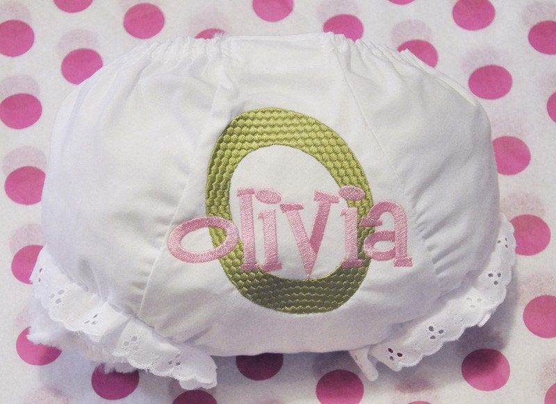 Baby Bloomers Custom Monogram with Design Stitching