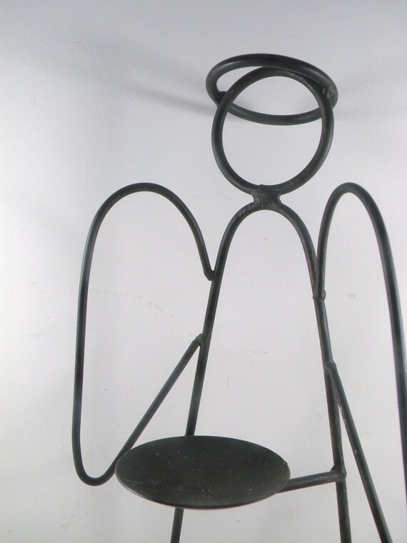 Items similar to Black Iron Angel Candle Holder on Etsy