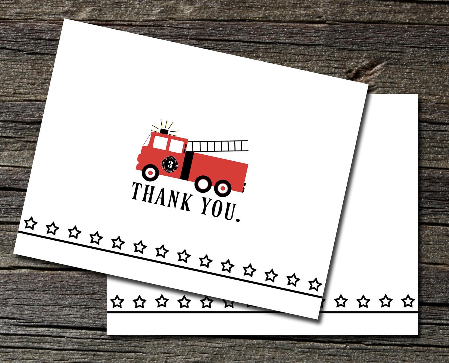 Firetruck Thank You Cards with envelopes