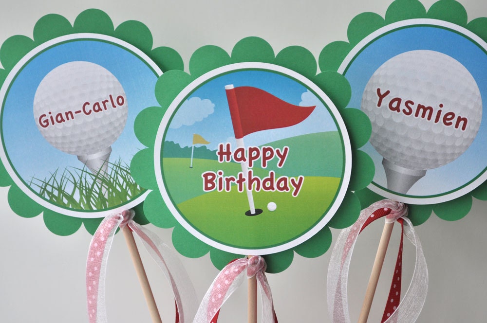 3 Centerpiece Sticks - Golf Theme Birthday Decorations