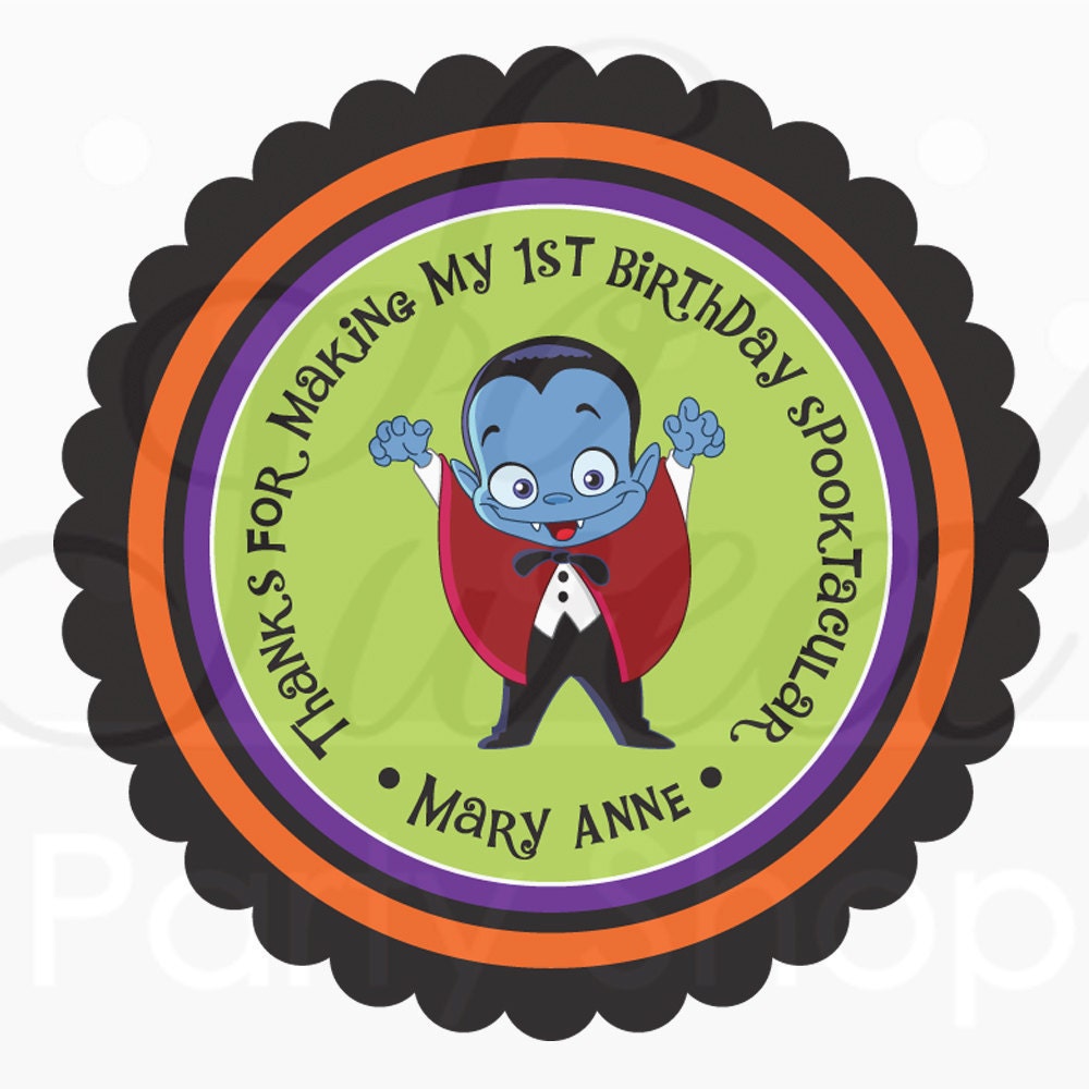 24 Halloween Favors Stickers Personalized - Dracula - Favor Sticker Labels - Halloween Decorations, Trick or Treat Il_570xn