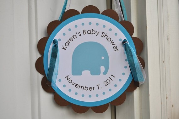 Boy Baby Shower Door Sign Elephant Theme - Personalized With Baby's Name Il_570xn