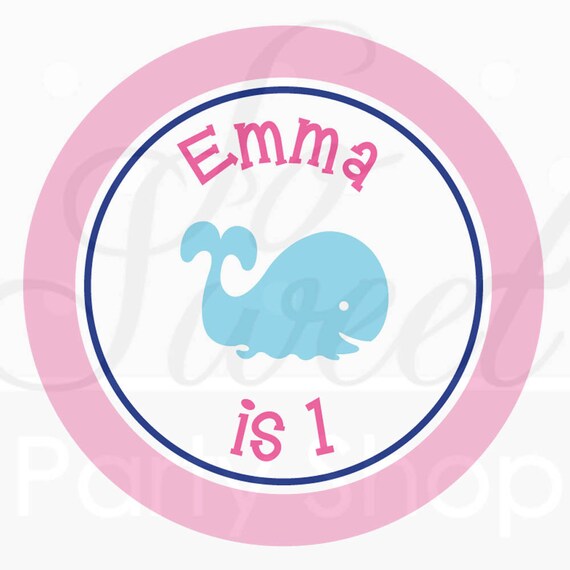 24 Birthday Favor Sticker Labels - Whale Theme - Personalized Il_570xn