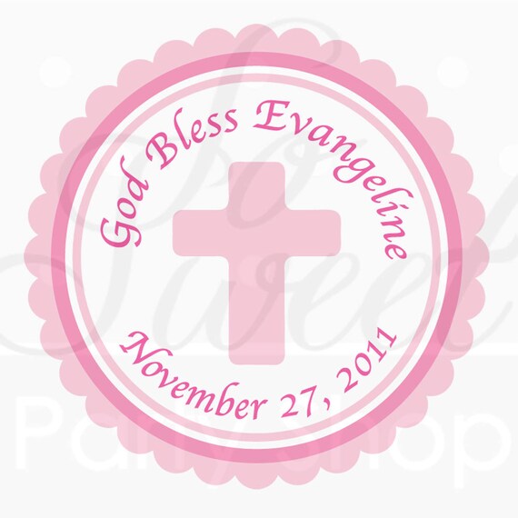 24 Girl's Baptism, First Communion Favor Sticker Labels Il_570xn