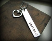 Hand Stamped Necklace Silver Open Heart Personalized Tag Mommy Necklace