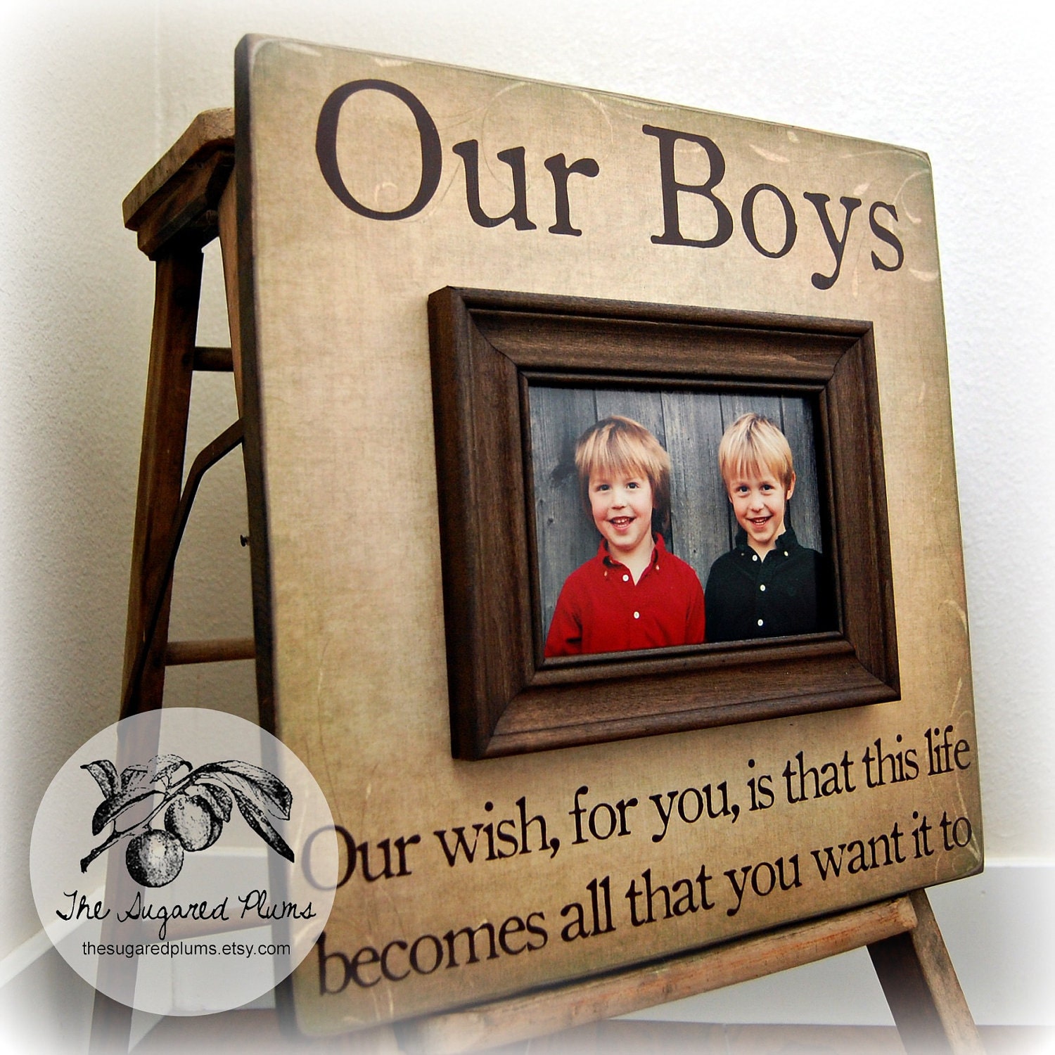 OUR BOYS Personalized Picture Frame 16x16 First Birtday Brothers Grandparents Sibling Gift