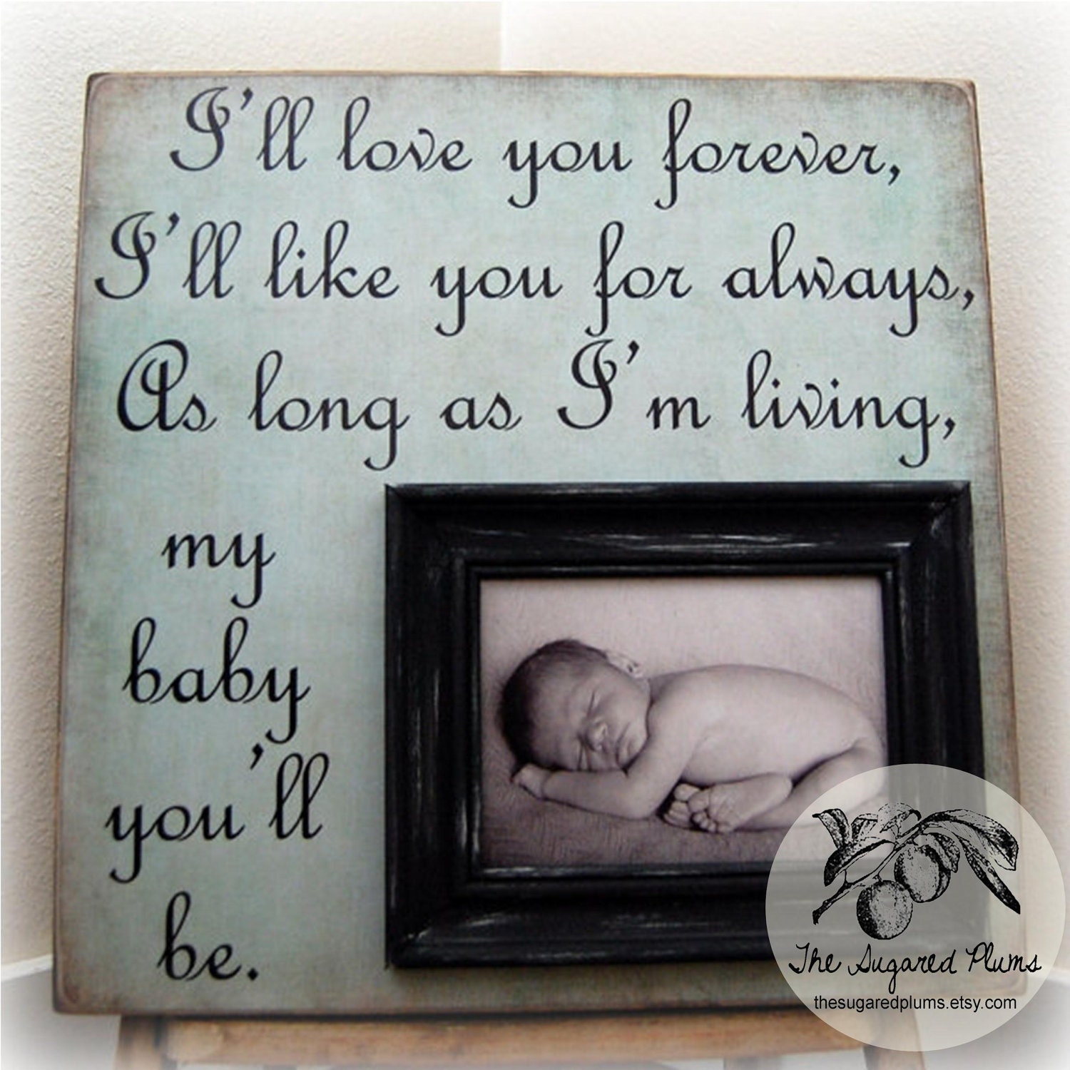 Picture Frame Personalized Picture Frame 16x16 I'll LOVE YOU FOREVER Baptism Christening First Birthday Gift Godparents The Sugared Plums