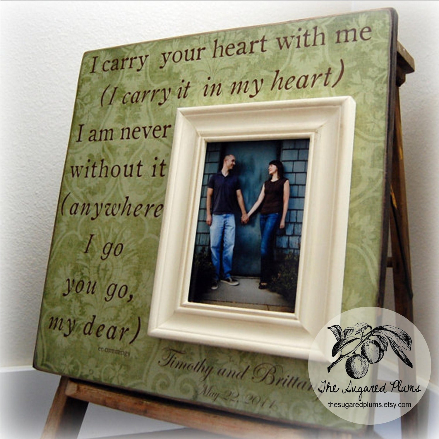 Picture Frame, I Carry Your Heart With Me, Valentines Day, Wedding Love Anniversary Gift 16x16