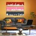 New York Paris London Triptych Canvas Giclee - Red / Pink / Dark Gray and White