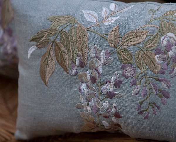 Aqua Pillows with Embroidery