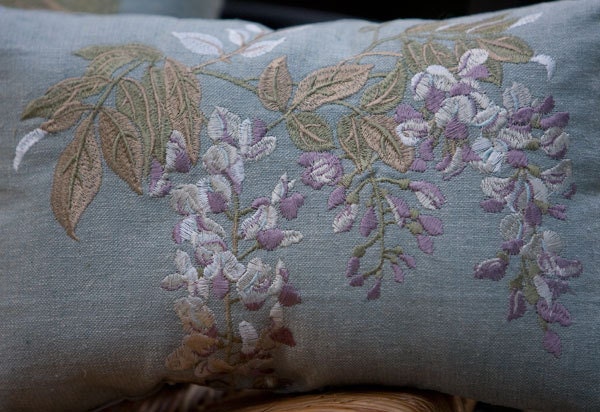 Aqua Pillows with Embroidery