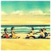 8x10 photograph beach print TUG o WAR 1940s red aqua yellow Florida coastal home decor vintage summer girls beach lover gift