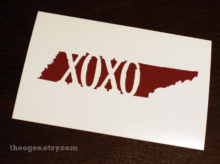 XOXO Tennessee 4x6 digital art print available in whatever color you'd like