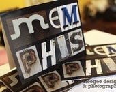 MEMPHIS typography collage cards - set of 5 glossy greeting cards plus white envelopes - blank inside