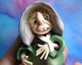 Coupon Code GOBLINRY HaplessHobbGobb accident-prone Hob-Goblin OOAK SCULPT by Artist Ann Galvin