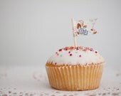 Cupcake Flags, Set of 12, Flowery Cath Kidston Design, Cupcake Toppers