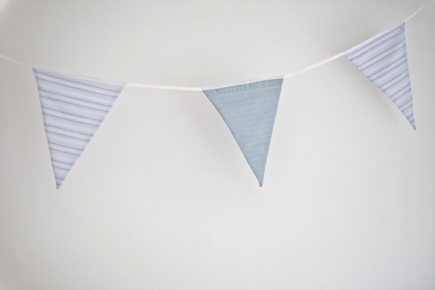 Reserved for Emily: Fabric Bunting Blue and White Cotton  (large triangles) 15m