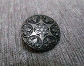 Flower Metal Buttons - Set 10 Elaborate Gunmetal Relief Rich Floral Pattern Shank Buttons, 0.79 inch