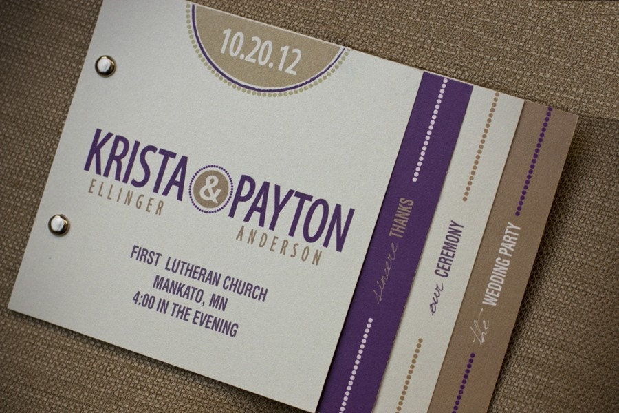 Storybook Poster Script Wedding Program- customize to match your wedding theme and colors