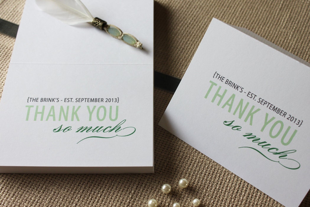 Season Stripes Thank you Cards - customize your date and match your wedding colors as always, FREE US shipping