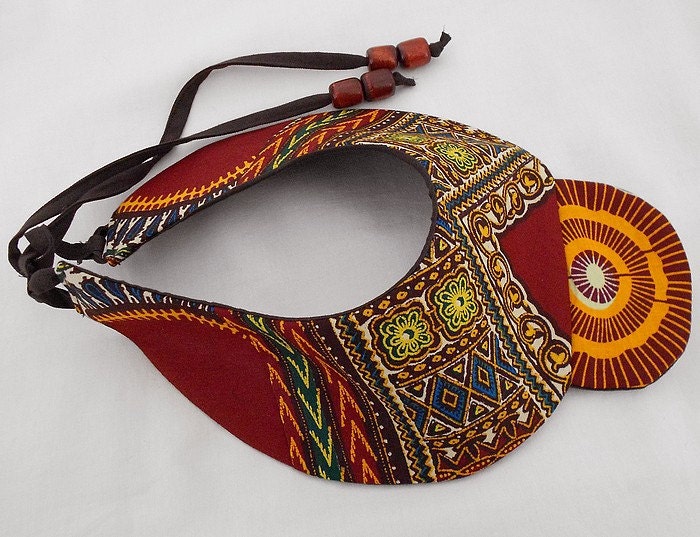 One of a Kind Tribal Collar, African Patchwork Bib necklace, Unique Dashiki necklace, handmade statement piece