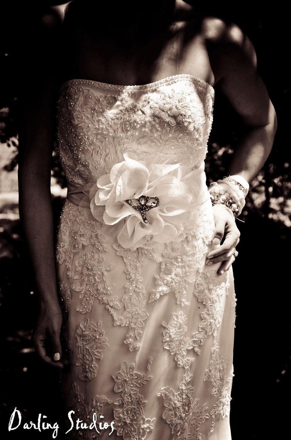 Statement Bridal Belt Wedding Sash Cream and Rhinestones