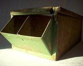 Vintage LYON Folded Metal Industrial Hardware Bin