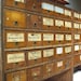 Vintage Hardware Store Bins and Plywood Shelving Cabinet / Pine